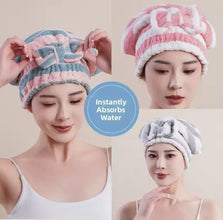 Coral Fleece Hair Drying Cap with Bow, Striped Quick-Dry Hair Wrap 28 x 33 cm — WIMU Kitchen Nairobi — Kenya · WIMU Kitchen