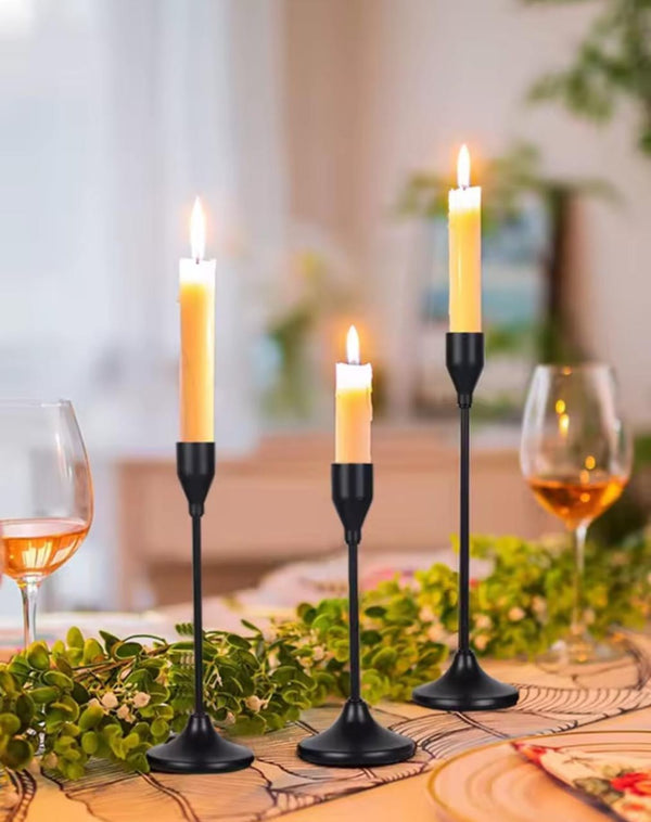 Classic 3-Piece Metal Taper Candle Holder Set in Graduated Heights — WIMU Kitchen Nairobi — Kenya · WIMU Kitchen Nairobi