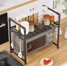 Double-Layer Metal Microwave Oven Rack Organiser with Side Hooks, 27 × 50.5 × 51cm — WIMU Kitchen Nairobi — Kenya · WIMU Kitchen