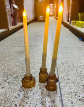 Set of 3 Ribbed Glass Double-Head Candle Holders, Amber Gold or Blue — WIMU Kitchen Nairobi — Kenya · WIMU Kitchen