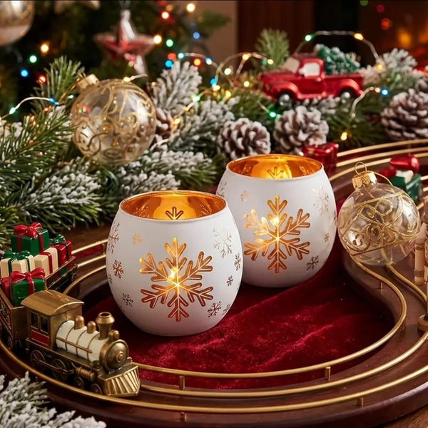 2pc Glass Snowflake Tealight Candle Holders, Snowman & Father Christmas — WIMU Kitchen Nairobi — Kenya · WIMU Kitchen Nairobi