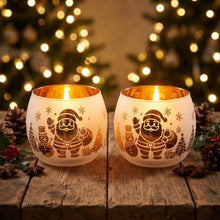 2pc Glass Snowflake Tealight Candle Holders, Snowman & Father Christmas — WIMU Kitchen Nairobi — Kenya · WIMU Kitchen