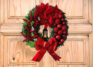 30cm Red Berry Door Wreath with LED Lantern and Bow — WIMU Kitchen Nairobi — Kenya · WIMU Kitchen