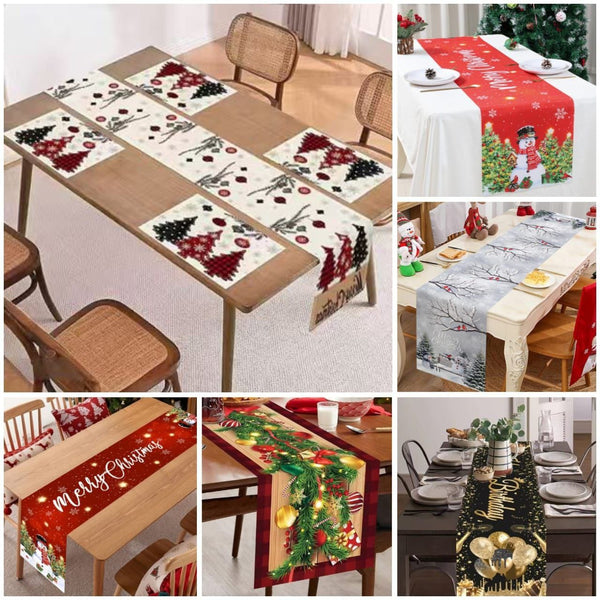 Linen Christmas Table Runner With 5 Table Mats, 33 x 183cm — WIMU Kitchen Nairobi — Kenya · WIMU Kitchen Nairobi