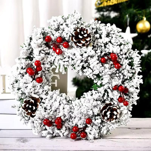 Snow-Flocked Front Door Christmas Wreath with Pine Cones, 32cm — WIMU Kitchen Nairobi — Kenya · WIMU Kitchen Nairobi