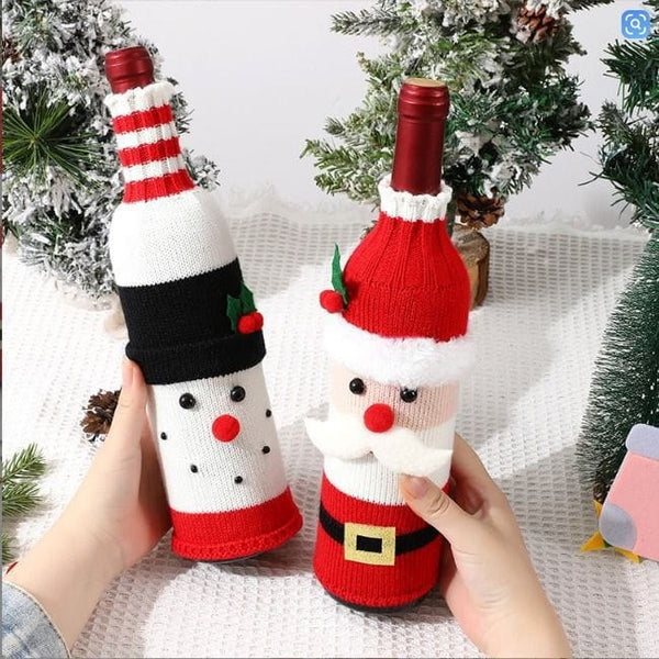 Woven Christmas Wine Bottle Cover in Santa and Snowman Designs — WIMU Kitchen Nairobi — Kenya · WIMU Kitchen Nairobi