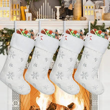 4-Pack White Faux Fur Christmas Stockings, Silver Sequin Snowflake — WIMU Kitchen Nairobi — Kenya · WIMU Kitchen