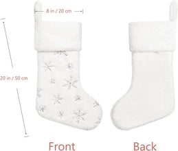 4-Pack White Faux Fur Christmas Stockings, Silver Sequin Snowflake — WIMU Kitchen Nairobi — Kenya · WIMU Kitchen