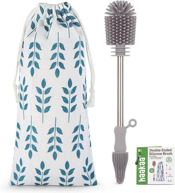 Haakaa Silicone Cleaning Brush Kit-Baby Bottle Brush Scrubber for Breast Pump,Nipple,Breastmilk Storage Bag,Reusable Straws,Sippy Cup Soft Food Grade Silicone Bristle Portable - 1pk Grey — Kenya · WIMU Kitchen Nairobi