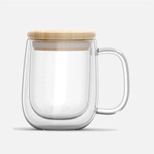 250ml Double Wall Glass Mug with Bamboo Lid & Handle – Heat Resistant Coffee Cup (view 4) — Kenya · WIMU Kitchen
