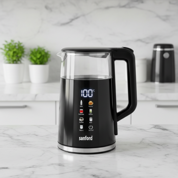 Sanford 1.7L Smart Glass Kettle with Digital Touch Display, Auto-Opening Lid and 360 Base - SF3361EK — WIMU Kitchen Nairobi — Kenya · WIMU Kitchen Nairobi