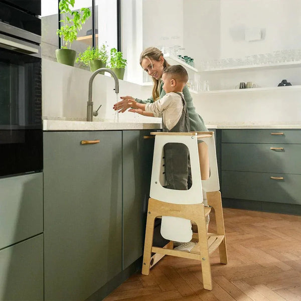 Maxi-Cosi Toucan Baby Learning Tower Wood, Montessori Toddler Step Stool, 18months-150kg, Blackboard, Height-Adjustable Kitchen Helper, Converts into Desk+Stool, FSC® 100% Certified Wood, Natural Wood — Kenya · WIMU Kitchen Nairobi