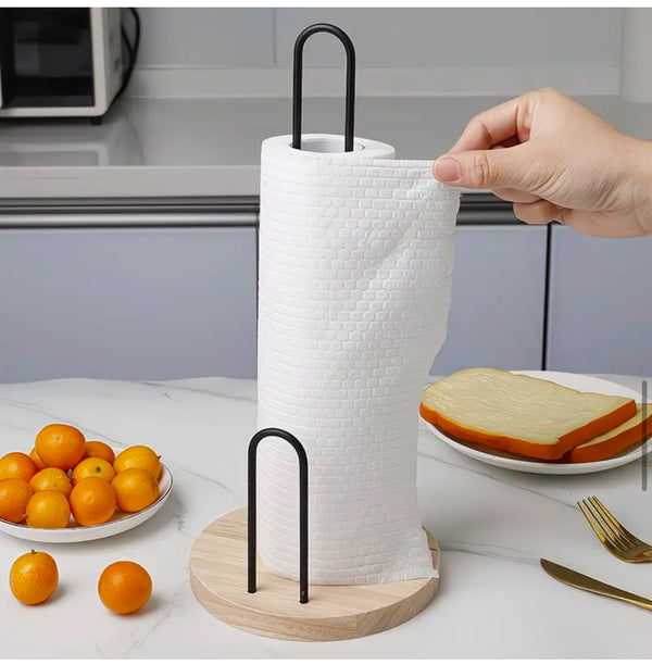 Black Metal Paper Towel Holder with Bamboo Base — WIMU Kitchen Nairobi — Kenya · WIMU Kitchen Nairobi