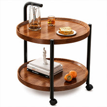 Round 2-Tier Serving Trolley – Rolling Kitchen & Bar Cart (50cm, Wood-Grain or Marble-Look) — Kenya · WIMU Kitchen