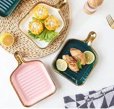 Host Like Royalty: Gold-Ring Porcelain Snack Plate With Handle — WIMU Kitchen Nairobi — Kenya · WIMU Kitchen