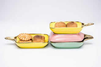 Host Like Royalty: Gold-Ring Porcelain Snack Plate With Handle — WIMU Kitchen Nairobi — Kenya · WIMU Kitchen