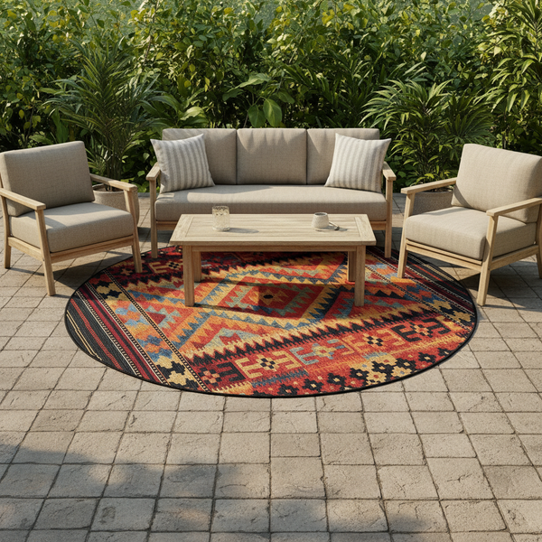 Oriental Weavers Isla Round Batik Tribal Geometric Rug, Indoor and Outdoor, 160cm or 200cm — WIMU Kitchen Nairobi — Kenya · WIMU Kitchen Nairobi