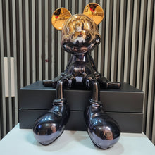 Sitting Mouse Character Statue with Glossy Chrome Black Finish and Gold Ear Accents — WIMU Kitchen Nairobi — Kenya · WIMU Kitchen