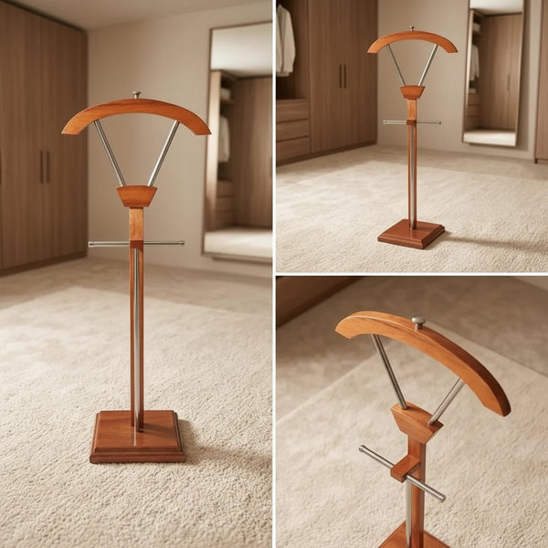 Wooden Valet Stand with Chrome Pants Bar & Curved Hanger Top — WIMU Kitchen Nairobi — Kenya · WIMU Kitchen Nairobi
