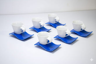 6 Piece Espresso Cup & Saucer Set, 120ml Ceramic — view 4 — Kenya · WIMU Kitchen