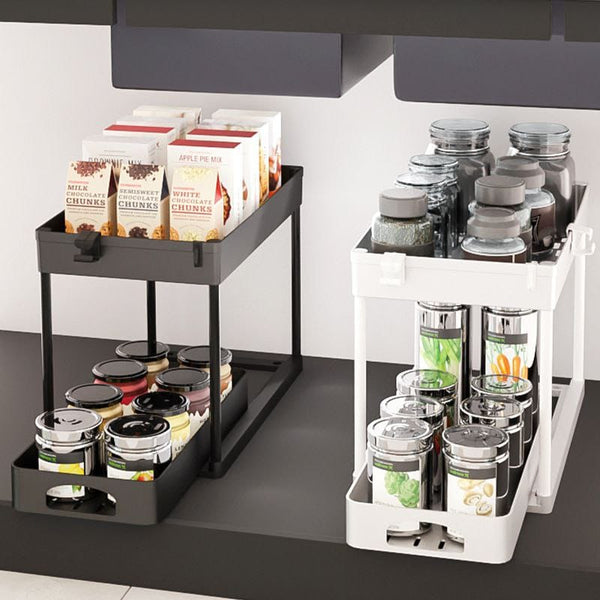 2 Tier Multi-Purpose Pull-Out Carbon Steel Storage Rack, Black or White — WIMU Kitchen Nairobi — Kenya · WIMU Kitchen Nairobi