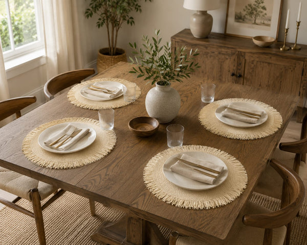 6 Piece Round Non-Slip Woven Paper Placemats, Dark Brown or Beige — WIMU Kitchen Nairobi — Kenya · WIMU Kitchen Nairobi