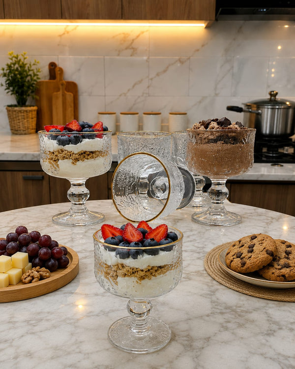 6 Piece Flower Dessert Bowl Set with Pedestal Base - Floral Serving Bowls — WIMU Kitchen Nairobi — Kenya · WIMU Kitchen Nairobi
