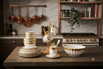 44-Piece Shell Dinner Set – Complete Shell-Design Tableware for the Family Table — WIMU Kitchen Nairobi — Kenya · WIMU Kitchen