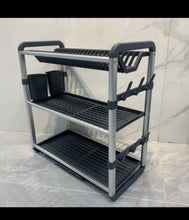 3 Tier Aluminium Dish Drying Rack with Drainer Board, Utensil and Cup Holders — view 3 — Kenya · WIMU Kitchen