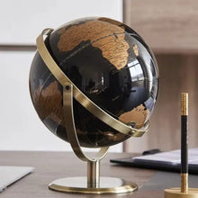 Retro World Globe 32cm - Black & Gold Rotating Desk Globe on Metal Stand — WIMU Kitchen Nairobi — Kenya · WIMU Kitchen