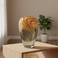 Handblown Amber Swirl Glass Vase with Caramel, Brown & Smoke Grey Pattern — WIMU Kitchen Nairobi — Kenya · WIMU Kitchen