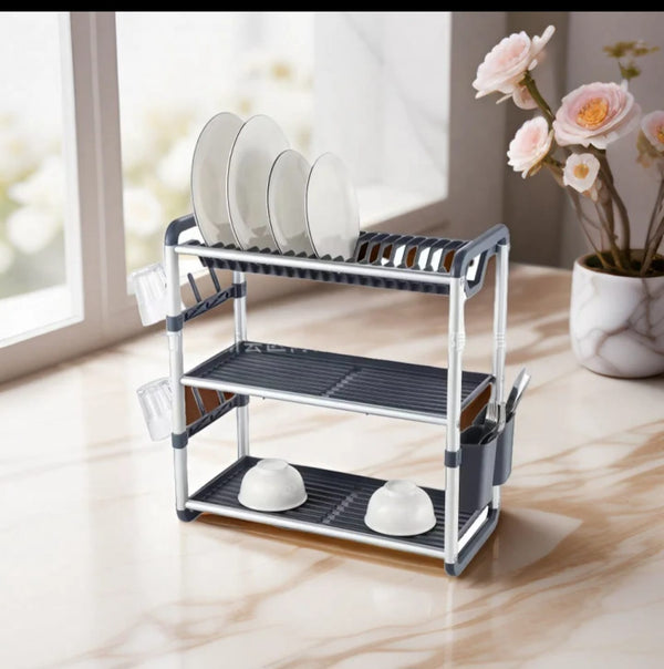 3 Tier Aluminium Dish Drying Rack with Drainer Board, Utensil and Cup Holders — WIMU Kitchen Nairobi — Kenya · WIMU Kitchen Nairobi