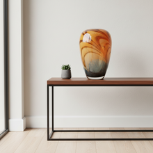 Handblown Amber Swirl Glass Vase with Caramel, Brown & Smoke Grey Pattern — WIMU Kitchen Nairobi — Kenya · WIMU Kitchen