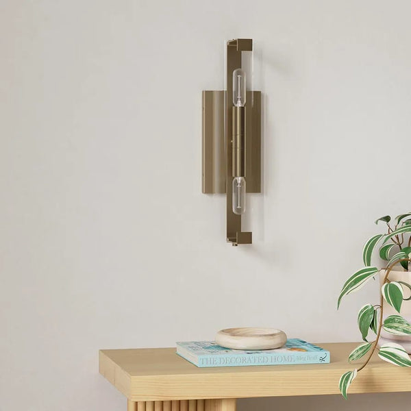 Geometric Acrylic Wall Sconce / Double Tube Brass Wall Light — Kenya · WIMU Kitchen Nairobi