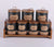 7 Piece Rustic Ceramic Canister Set with 2-Tier Wooden Stand - Ribbed Jars in Black or White — WIMU Kitchen Nairobi