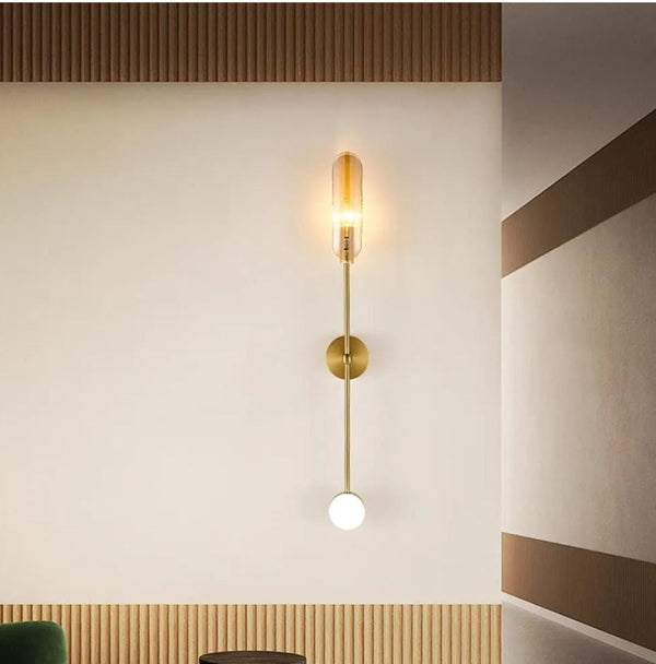 Vertical Rod Sconce Capsule Globe Wall Light Brass Modern Double Light — Kenya · WIMU Kitchen Nairobi