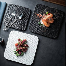 Rock Matte Square Dinner Plate – Stone-Texture Ceramic Plate (Small/Large, White/Black) — WIMU Kitchen Nairobi — Kenya · WIMU Kitchen
