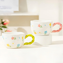 Flower Meadow Ceramic Coffee Mug with Twisted Handle, Set of 1 or 3 — WIMU Kitchen Nairobi — Kenya · WIMU Kitchen