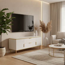 Glass Top Coffee Table with 2 Drawers and 2 Cabinets - Marble-Look Top with Gold Trim — WIMU Kitchen Nairobi — Kenya · WIMU Kitchen