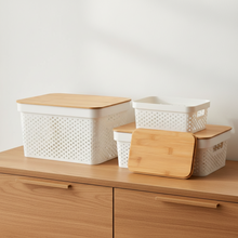 Storage Basket with Bamboo Lid – 17L Modern Lidded Organiser (36.5cm) — WIMU Kitchen Nairobi — Kenya · WIMU Kitchen