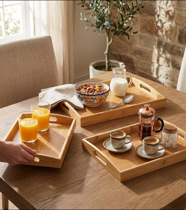 3 Piece Bamboo Serving Tray Set, Small Medium and Large — WIMU Kitchen Nairobi — Kenya · WIMU Kitchen Nairobi