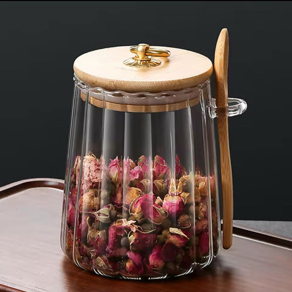 Glass Storage Jar with Bamboo Lid & Spoon — WIMU Kitchen Nairobi — Kenya · WIMU Kitchen Nairobi