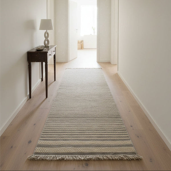 Oriental Weavers Kemet Horizontal Stripe Corridor Runner Rug in Beige and Grey with Fringe, 3m or 4m — WIMU Kitchen Nairobi — Kenya · WIMU Kitchen Nairobi