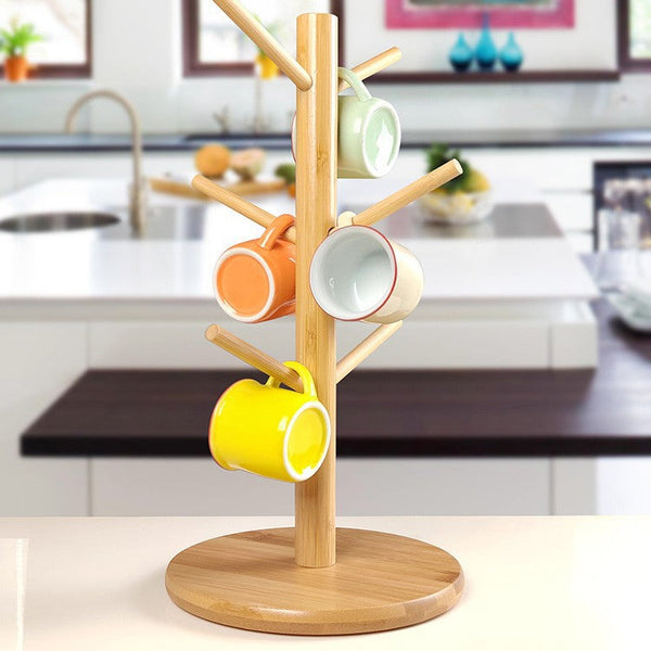 6-Claw Natural Bamboo Cup Holder Stand & Mug Drying Rack — WIMU Kitchen Nairobi — Kenya · WIMU Kitchen Nairobi