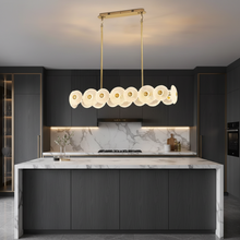 Linear Disc Chandelier Frosted Petal Pendant Gold Light — Kenya · WIMU Kitchen
