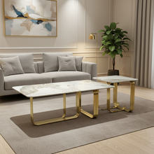 2-Piece Marble Top Stainless Steel Nesting Coffee Table Set - Gold U-Shaped Bases — WIMU Kitchen Nairobi — Kenya · WIMU Kitchen