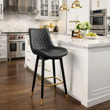 75cm Diamond-Quilted Bar Stool, Black PU Leather, Gold Accents — WIMU Kitchen Nairobi — Kenya · WIMU Kitchen