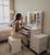 Light Grey and Gold Vanity Dressing Table with LED Mirror, Drawers and Side Shelving — WIMU Kitchen Nairobi