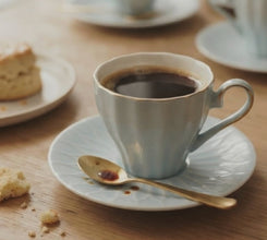 6 Piece Blue Ceramic Cup and Saucer Set, 170ml with 14cm Saucers — WIMU Kitchen Nairobi — Kenya · WIMU Kitchen