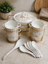 15-Piece Ceramic Soup Set with Gold Holder – White — Kenya · WIMU Kitchen